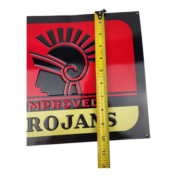 Vintage Improved Trojan Condoms Drug Store 13" Embossed Metal Sign - Picture 7 of 8